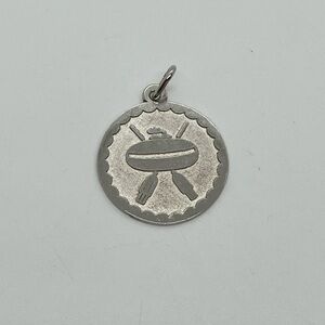 Vtg 925 Sterling Silver Curling Coin Charm / Pendant